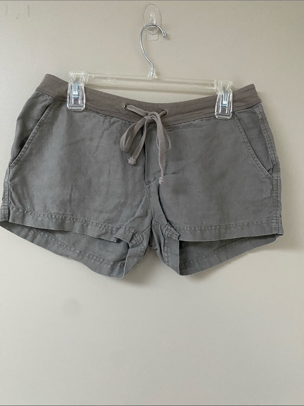 James Perse Gray linen Drawstring Low-rise Lounge Shorts